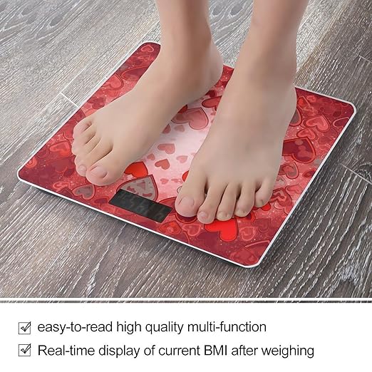 Love Heart Shape Bathroom Scale for Body Weight Bathroom Weighing Scale with Backlit LCD Display Highly Accurate Measures Weight Up to 180kg