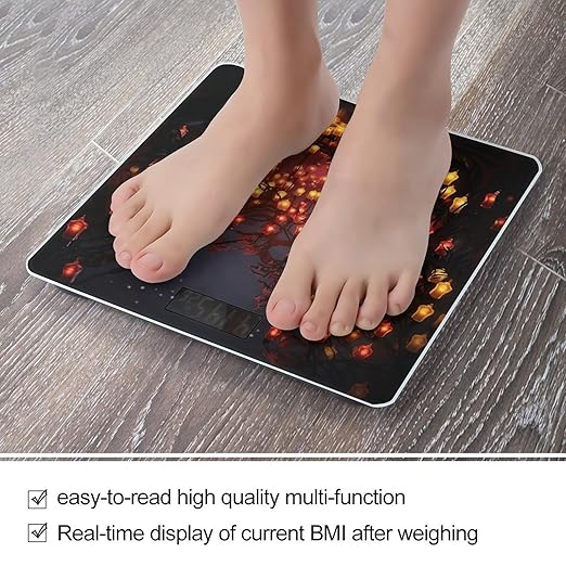 Paper Lantern Scale for Body Weight Precision Bathroom Weighing Scales with Back Lit LCD Display Sturdy Tempered Glass Body Weight Scales Digital Bathroom Scale 400lb