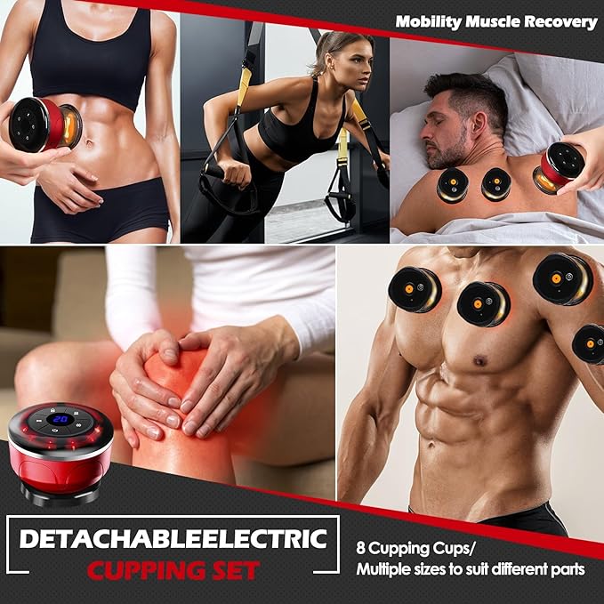 Smart Cupping Therapy Massager Set 4 in 1 Cupping Kit for Massage Therapy Portable Electric Cupper for Targeted Pain Relief Knots Aches Muscle Soreness Circulation &amp Tighter Skin