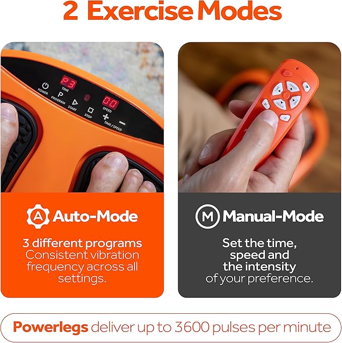 Power Legs Electric Foot Massager Machine with Remote Control Adjustable Speed Vibration - Calf Massager - Feet Massager for Neuropathy Pain Relief Plantar Fasciitis Leg Blood Circulation (Orange)