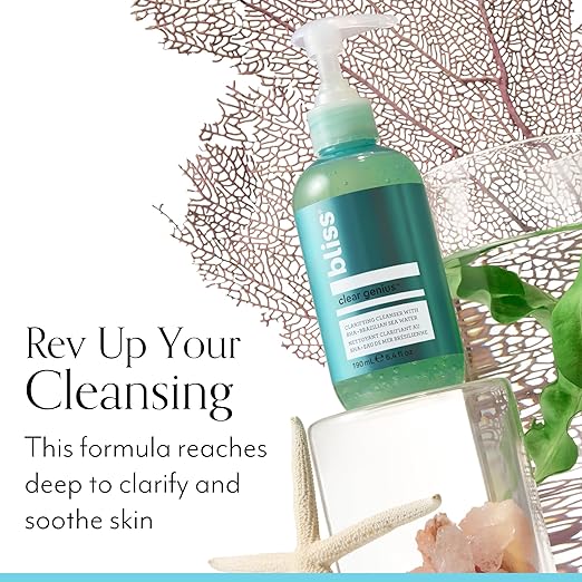 Bliss Soapy Suds Body Wash &amp Clear Genius Clarifying Cleanser - Gentle Hydrating and Purifying - All Skin Types - Clean Vegan Curelty-Free Skincare