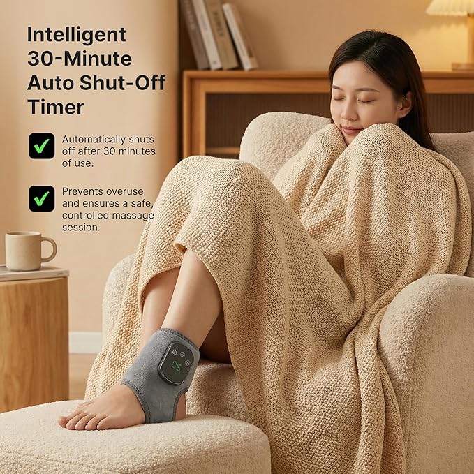 Triple Method Therapy Foot Ankle Massager - Massage for Neuropathy with 5 Heat Levels Vibration Modes Compression - Portable Heating Wrap Device for Pain Relief Rejuvenate Feet Circulation
