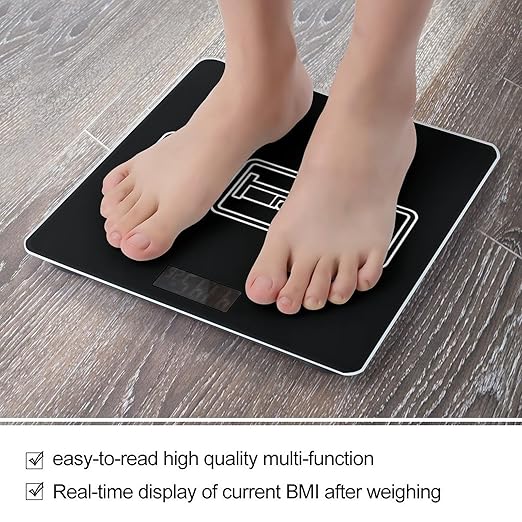 Eat Sleep Boosts Digital Bathroom Scale for Body Weight Lighted LCD Display Round Corner