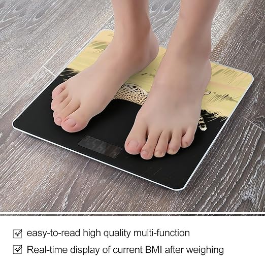 Running Cheetah Weight Scale Large Digital Bathroom Scales with Bright LED Display Non Slip Digital Scale and Step On Fashion Weighing Machine for Body