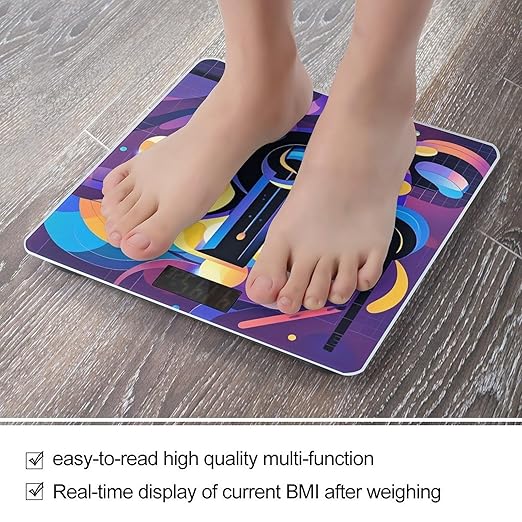 Abstract Music Themed Scale for Body Weight Accurate Digital Bathroom Scale Toughened Glass High Precision Scales Smart Weight Scales with Large LCD Backlight Display Weighing Machine