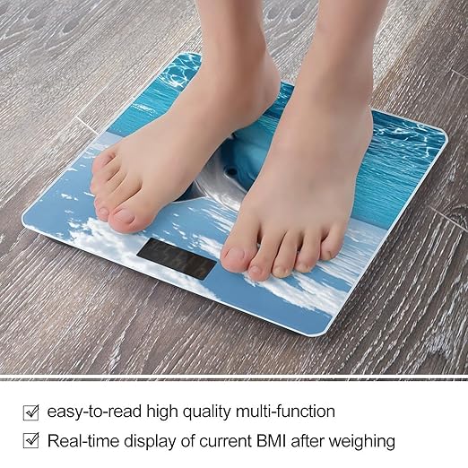 Ocean Dolphin Looking at You Scale for Body Weight Digital Bathroom Scale Toughened Glass High Precision Scales for Body Weight with Large LCD Backlight Display Weight Scales