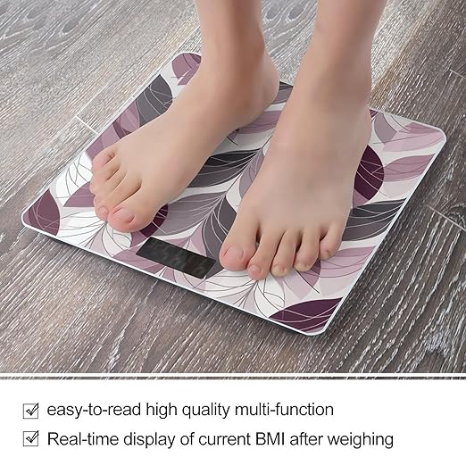 Purple and White Scale for Body Weight Precision Bathroom Weighing Scales with Back Lit LCD Display Sturdy Tempered Glass Body Weight Scales Digital Bathroom Scale 400lb