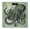 Green Octopus Scale for Body Weight Anti-Slip Tempered Glass Digital Bathroom Scales Clear LCD Display Weighing Scale Safe Rounded Corners Smart Scales