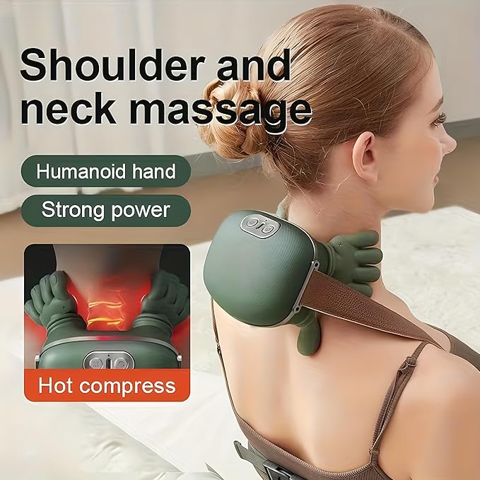 Neck Massager with Heat Neck Massager for Pain Relief Deep Tissue Shiatsu Shoulder and Back Massager with 3 Modes &amp 2 Heat Levels Portable and Rechargeable Relax Muscle Tension (Green)