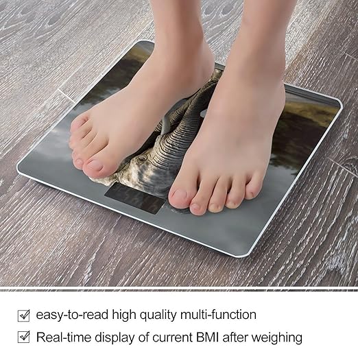 Elephant Scale for Body Weight High Precision Digital Weight Scales with LCD Display Anti-Slip Sturdy Slim Tempered Glass Bathroom Scale for Home Use