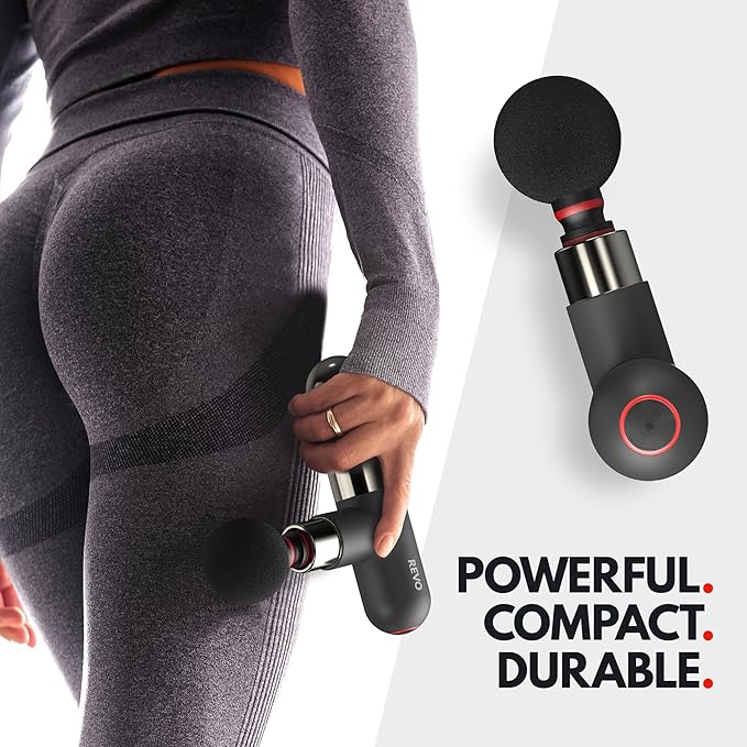The Pill by REVO - Handheld Deep Tissue Electric Massage Gun with 4 Attachments - Powerful Sleek Ergonomic Lightweight - Compact and Easy to Hold Percussion Muscle Massager