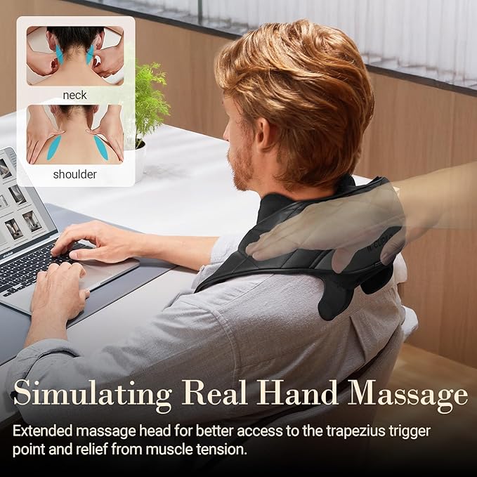 Cordless Neck Massager for Pain Relief Deep Tissue FSA Eligible HSA 4D Deep Kneading Shiatsu Shoulder Massager with Heat for Neck Back Waist Gifts for Women Men Mom Dad