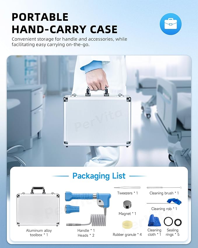 Massage Handle Handpiece with 2 Interchangeable Massage Heads Concave and Convex
