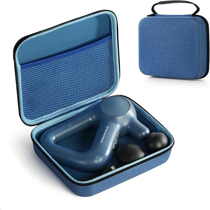 Massage Gun Hard Case Compatible with TheraGun Relief Handheld Percussion Massage Gun Portable Travel Case Storage Carrying Bag with Mesh Pocket for Cables and Other Accessories Blue(Case Only)
