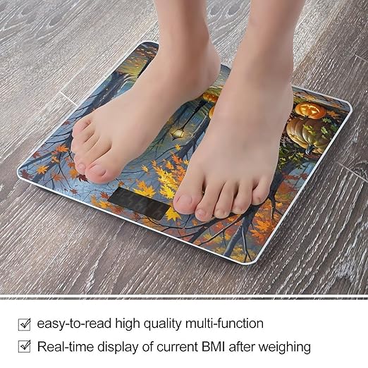 Pumpkin Autumn Scenery Scale for Body Weight Highly Accurate Digital Bathroom Body Scale Digital Bathroom Scales for People Anti-Slip Large LCD Display Smart Scales
