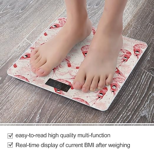 Funny Shrimp Weight Scale Large Bathroom Scales Digital Weight with Bright LED Display Non Slip Automatic Weighing Scale Fashion Weighing Machine for Body