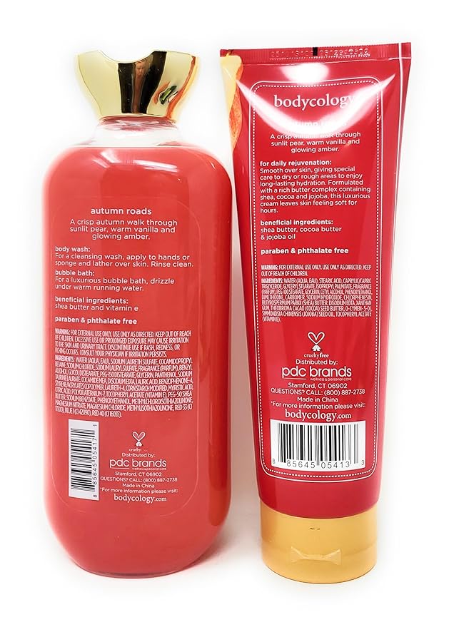 Autumn Roads 2 in 1 Body Wash &amp Bubble Bath 16 fl oz &amp Autumn Roads Butter Body Cream 8 oz (Pack of 2)