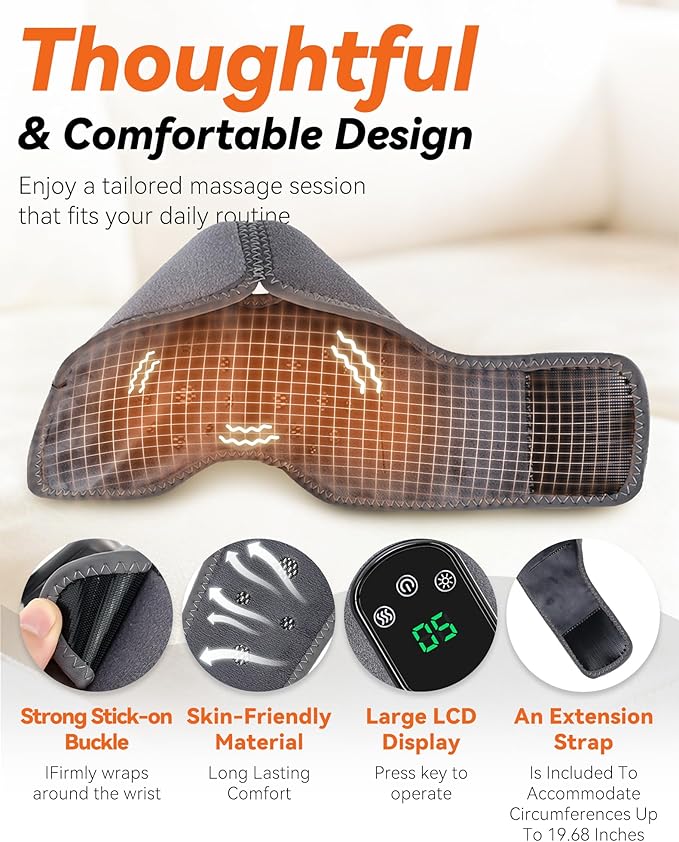 Triple Massager Device Massager for Neuropathy 3 in 1 Ankle Heat Wrap Wireless Portable with 3 Vibration Mode 5 Heat Leavel for Relax Feet (1PC)
