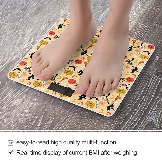 Witch Pumpkin Pictures Scale for Body Weight Highly Accurate Digital Bathroom Body Scale Digital Bathroom Scales for People Anti-Slip Large LCD Display Smart Scales