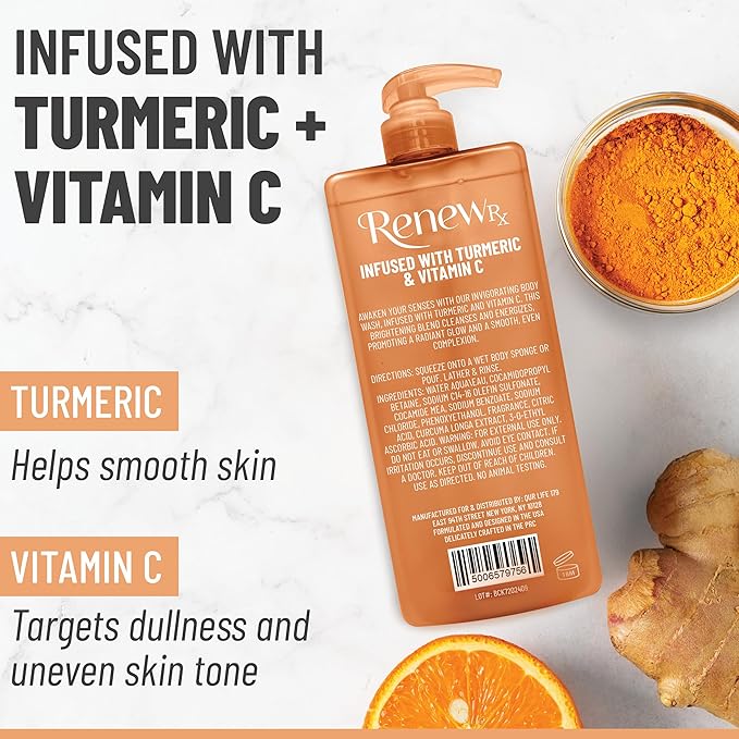 Turmeric + Vitamin C Radiating Body Wash – Hydrating Radiance-Boosting Skin Care Vegan Skin Care 32 fl oz