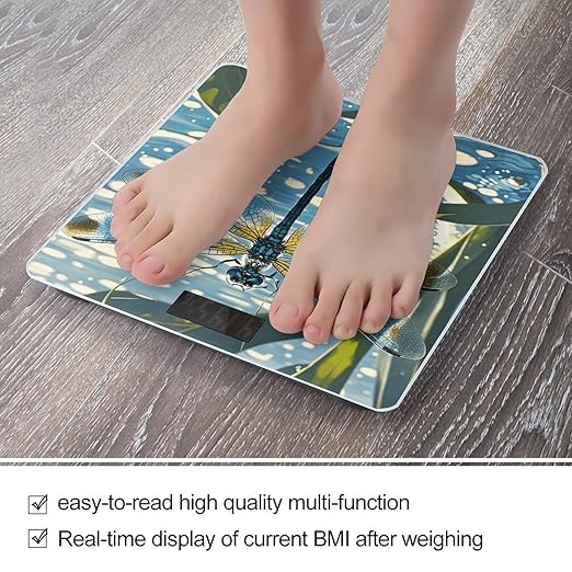 Blue Dragonfly Bathroom Scale for Body Weight LCD Display Digital Bathroom Scale Tempered Glass Bathroom Weight Scales Fashion Smart Scales for Home Bedroom 400 Lb