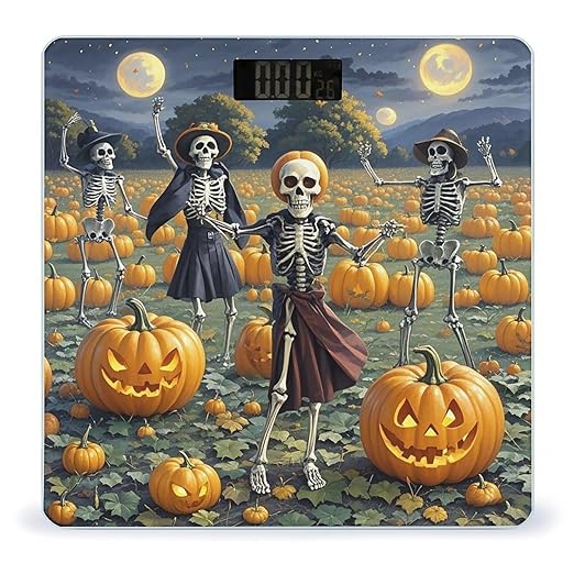 Skeleton Ball Pumpkin Field Scale for Body Weight Highly Accurate Digital Bathroom Body Scale Digital Bathroom Scales for People Anti-Slip Large LCD Display Smart Scales