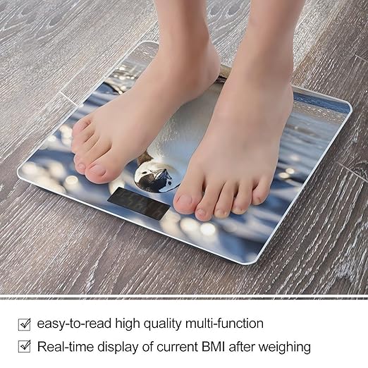 Cute Penguin Bathroom Scale for Body Weight with High Precision Large LCD Backlight Display Digital Weighing Scale with BMI Capacity Up to 180kg