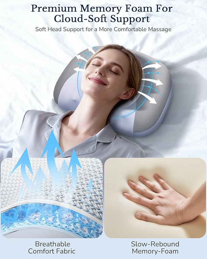 Neck Massager Pillow with Heat : Cordless Neck Massager for Pain Relief Deep Tissue - Rechargeable Massage Pillow 3 Intensity &amp Heating Daily Comfort for Desk Workers Women Men at Home Use