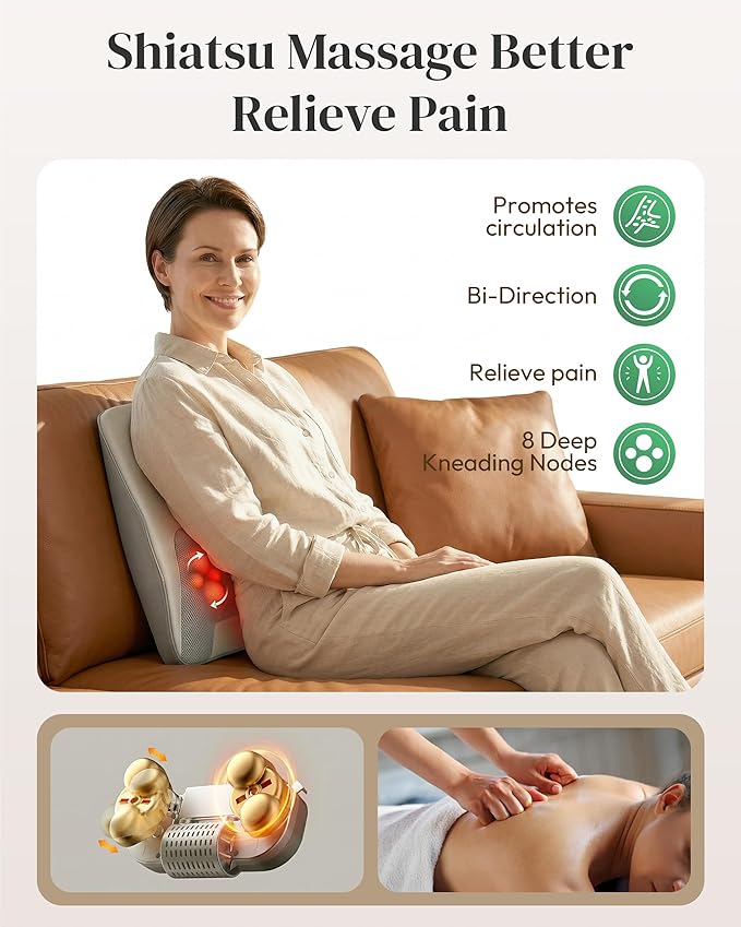 Shiatsu Back and Neck Massager with Heat FSA Eligible HSA Deep Tissue Back Massager for Pain Relief Massage Pillow with Vibration for Neck Shoulder