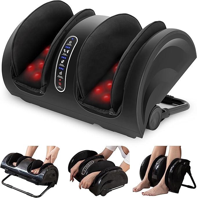 Snailax Foot Massager with Heat Shiatsu Feet and Calf Massager Machine for Plantar Fasciitis Neuropathy Improve Circulation Foot Leg Massager Gifts(Without Remote Control)