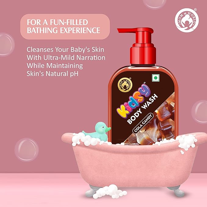 Mom &amp World Kidsy Cola Candy Body Wash No Tears No SLS For Kids Dermatologically Tested pH Balanced 240 ml