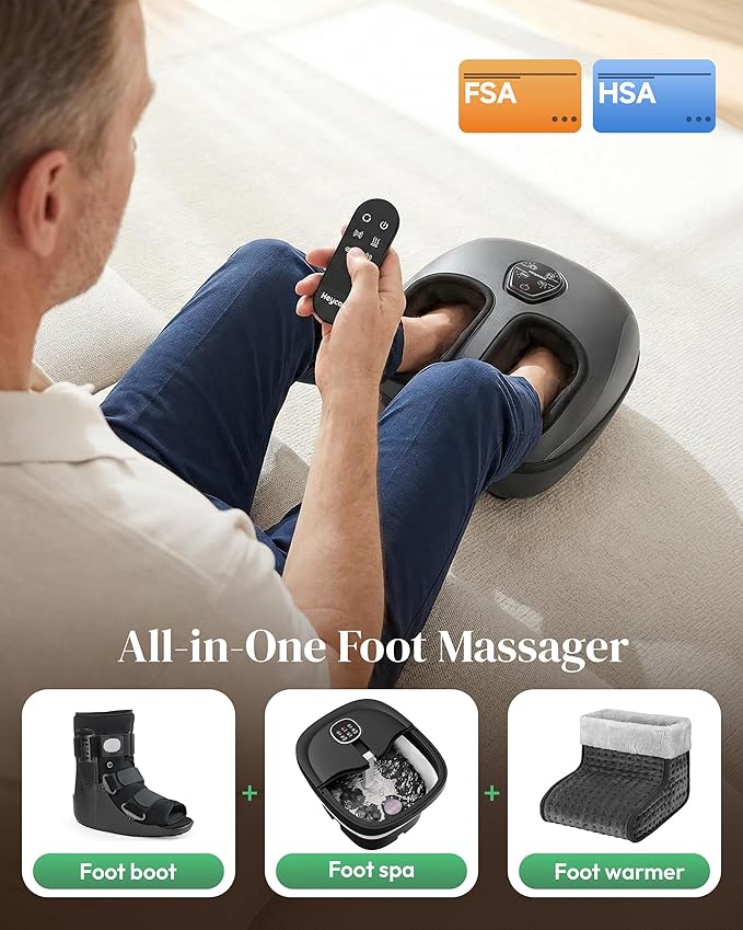 2026 Upgraded Shiatsu Foot Massager with Heat and Compression FSA Eligible HSA Store Eligible Remote Control Foot Massager for Plantar Fasciitis Neuropathy Gifts Men Women
