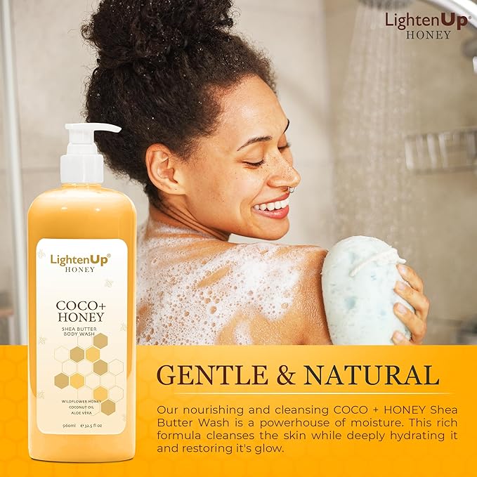 OMIC Lighten-Up LightenUp Honey Shower Gel – 33.8 Fl Oz / 1000ml - Natural Shower Gel Cruelty Free Premium Honey Extract with Shea Butter