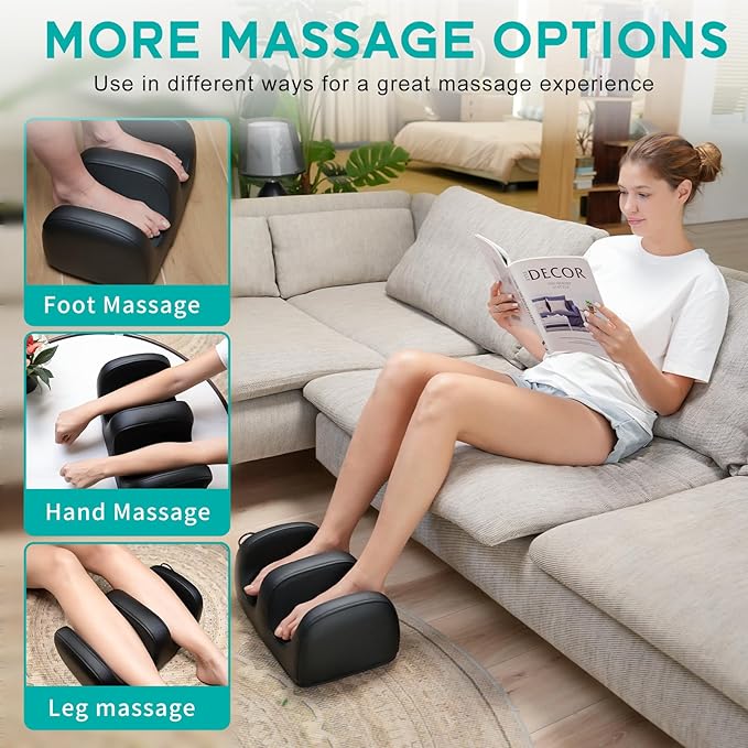 Electric Foot Massager Machine with Heat Shiatsu Kneading Feet and Calf Massagers for Relaxation Plantar Fasciitis Relief Deep Tissue Massage Gifts for Mom &amp Dad Wired Remote