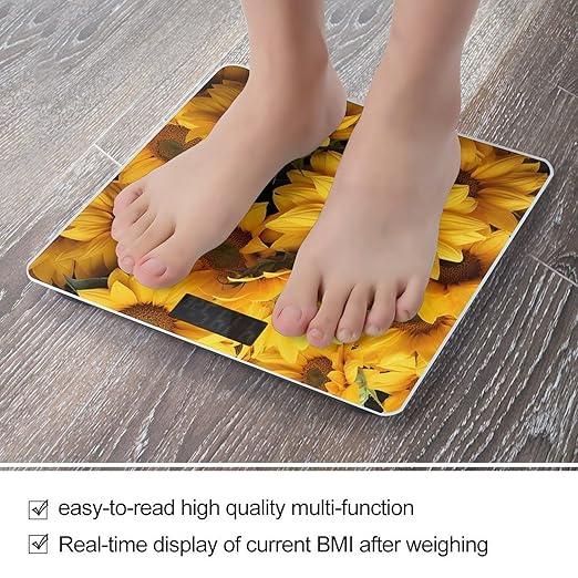 Many Sunflowers Smart Scale for Body Weight Accurate Bathroom Scale with LED Display Digital Weight Scales Weighing Machine High Precision Scales for Bath Home