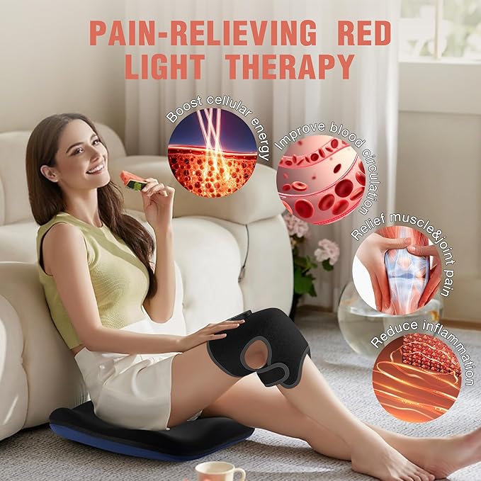 Red Light Therapy &amp Vibration Massage Knee Brace 660nm&amp850nm Near Infrared Light Therapy Heated Knee Massager for Pain Relief Heated Knee Wrap for Knee Joint Elbow Heating Pad Gift for Me