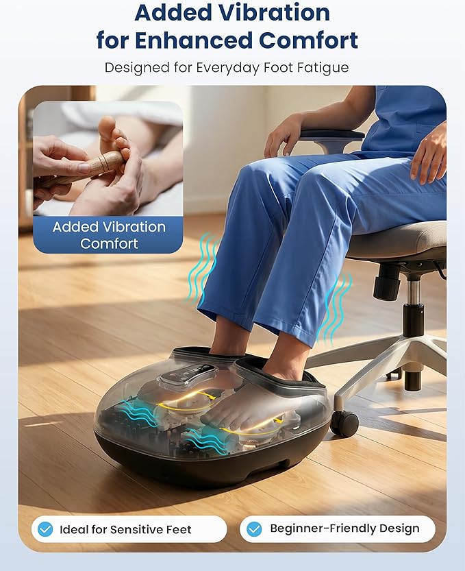 COMFIER Shiatsu Foot Massager with HeatVibrationRolling CompressionFSA Eligible HSA StoreFeet Massager Machine for Plantar FasciitisNeuropathy PainMothers Day Gifts for WomenSize up to 13“