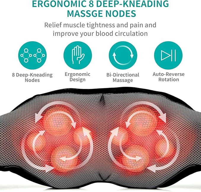 Nekteck Blue Neck&ampBack Massager and Shiatsu Foot Massager with Heat FM12