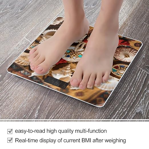 Beach Shell Scale for Body Weight Sturdy Tempered Glass Weighing Scales with LCD Display Accurate Digital Bathroom Scale Convenient Body Fat Smart Scales Easy Read
