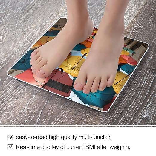 Colored Umbrellas Bathroom Scale Large LCD Backlight Display Digital Scale Rounded Corners Body Scales Automatic Power On/Off Bathroom Scales for Home Bedrooms