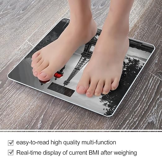 Eiffel Tower London Bathroom Scale for Body Weight Bathroom Weighing Scale with Backlit LCD Display Highly Accurate Measures Weight Up to 180kg