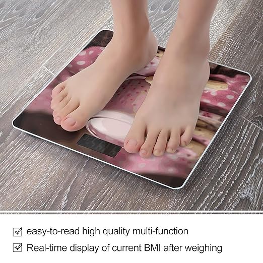 Hot Milk and Biscuits Weight Scale Digital Electronic Scales Bathroom Scale Larg LCD Backlight Display High Precision MeasurementsTempered Glass