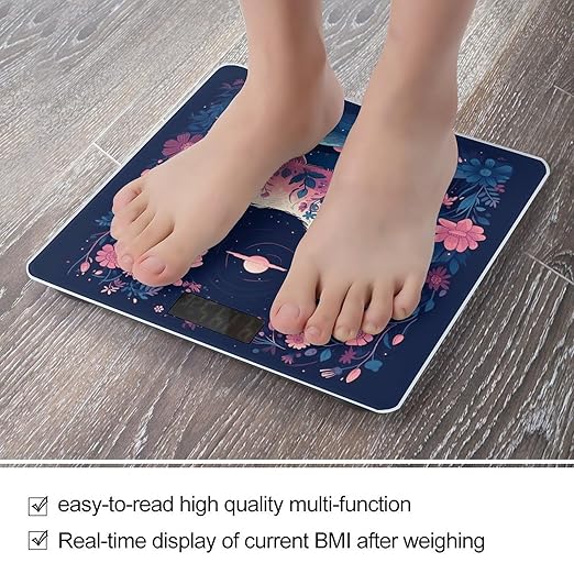 Starry Night Alpaca Scale for Body Weight Precision Bathroom Weighing Scales with Back Lit LCD Display Sturdy Tempered Glass Body Weight Scales Digital Bathroom Scale 400lb