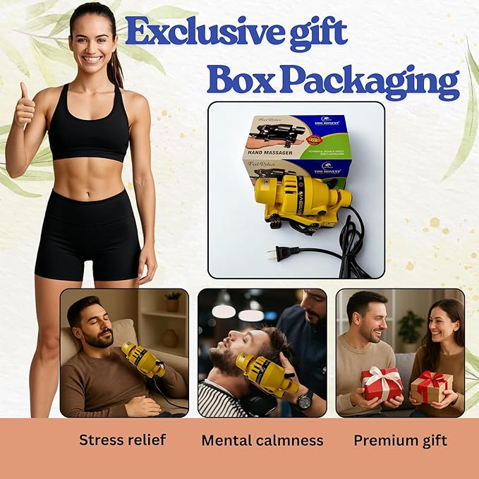 Full Body Corded Massager for Barbers Electric Powerful Double Speed Muscle Relaxer with Floating Head Action for Pain Relief &amp Circulation (Yellow)