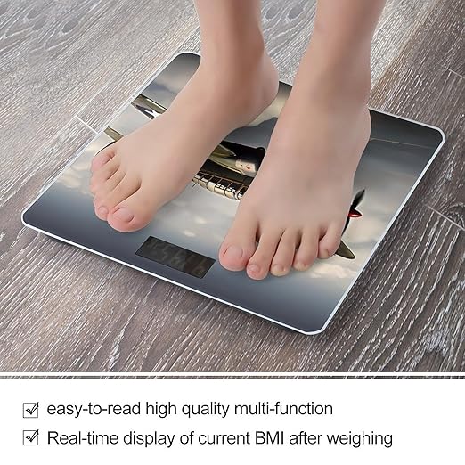 Digital Bathroom Scale for Body Weight Scale with Bright LCD Display High Accuracy Step-On Technology Auto On/Off World War 2 Aircraft Airplane Digital Scales 400 Lbs /180kg