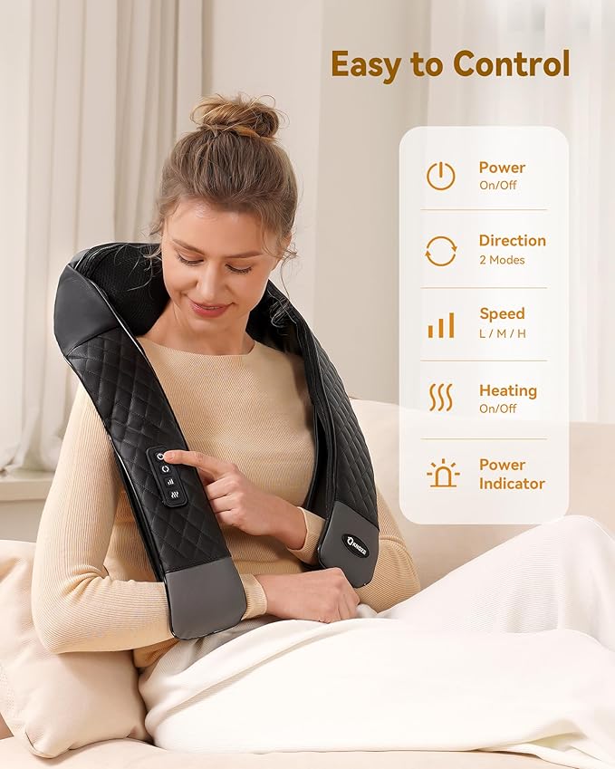KNQZE Shiatsu Cordless Neck and Back Massager with Heat Rechargeable Neck and Shoulder Massager 4D Deep Tissue Kneading Massage for Leg Full Body Muscle Pain Relief 2026 Upgraded Ergonomic Design