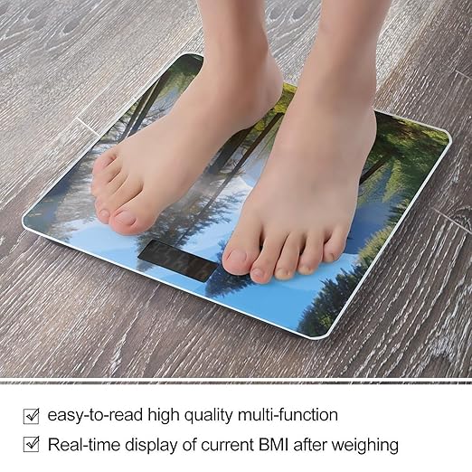National Parks Sunshine Trees Bathroom Scale Automatic Power On/Off Body Scales LCD Backlight Display Square Digital Scale Rounded Corners Bathroom Scales for Home Bedrooms