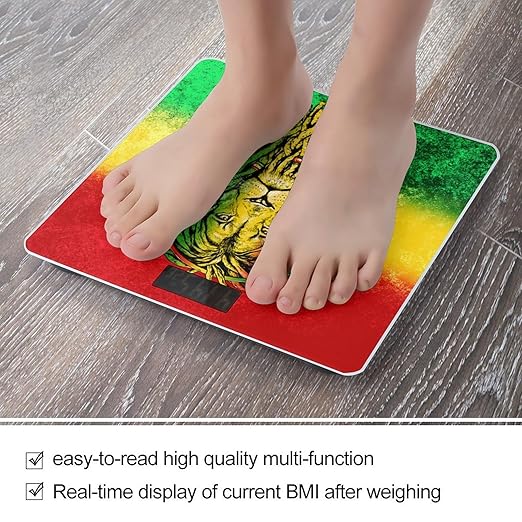 Jamaican Rasta Flag Rastafarian Reggae Lion Smart Square Scale with Digital Display for Bathroom Scale
