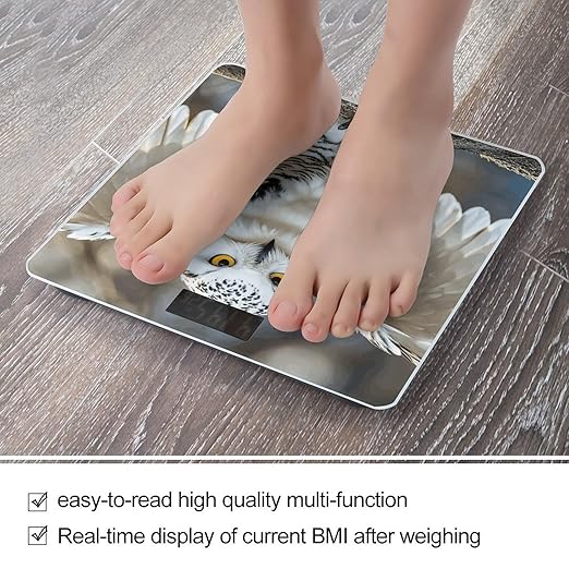 Snow Owl Scale for Body Weight Sturdy Tempered Glass Weighing Scales with LCD Display Accurate Digital Bathroom Scale Convenient Body Fat Smart Scales Easy Read