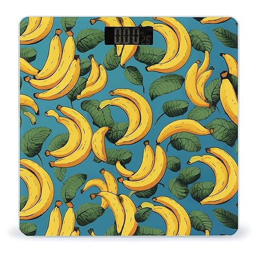 Yellow Banana Digital Bathroom Scale for Body Weight Weighing Scale with Backlit LCD Display High Precision Measurements &amp Measures Weight Up to 180kg